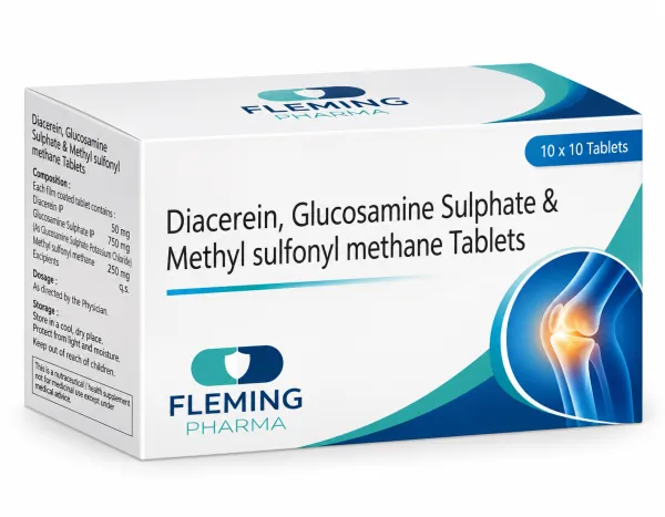 Diacerein, Glucosamine Sulphate & Methyl sulfonyl methane Tablets